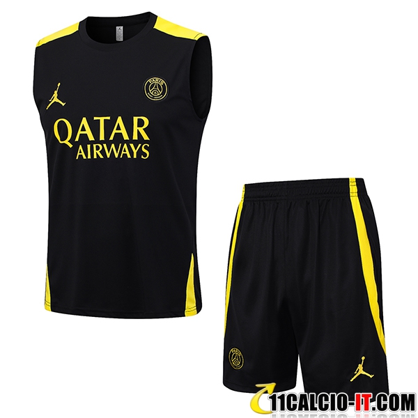 Crea La Tua Kit Canotta Allenamento Pantaloncini PSG Jordan Nero 2023