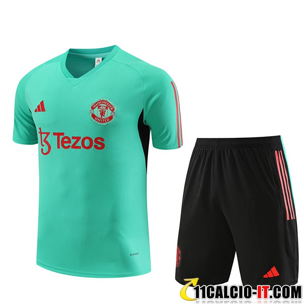 Outlet Kit Maglia Allenamento Pantaloncini Manchester United Verde