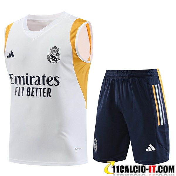 Acquisto Kit Canotta Allenamento Pantaloncini Real Madrid Bianco