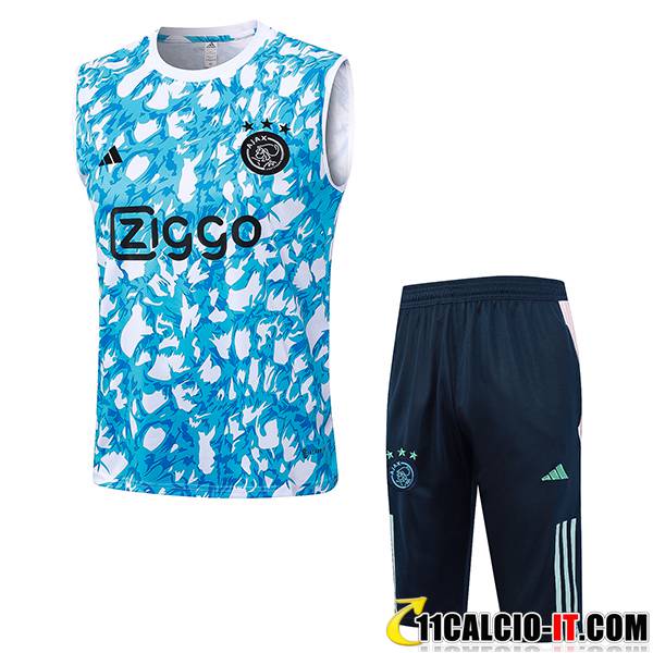 Offerta Kit Canotta Allenamento Pantaloncini Ajax Azzurro