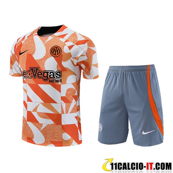 Imitazioni Kit Maglia Allenamento Pantaloncini Inter Milan Bianco