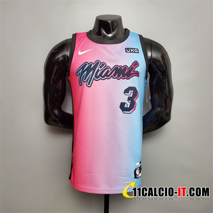 La Nuova Nuova Maglia Miami Heat (Wade #3) Rosa/Blu Gradient Color City ...