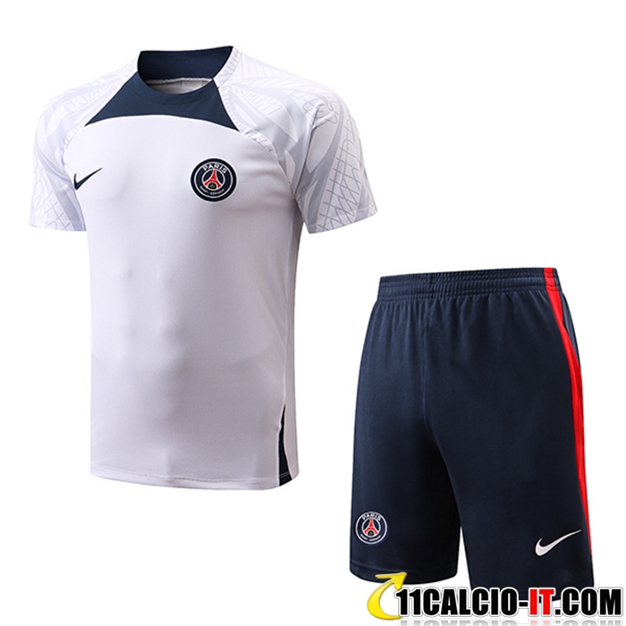 Nuove Kit Maglia Allenamento + Pantaloncini Psg Nero Bianco 2022 2023