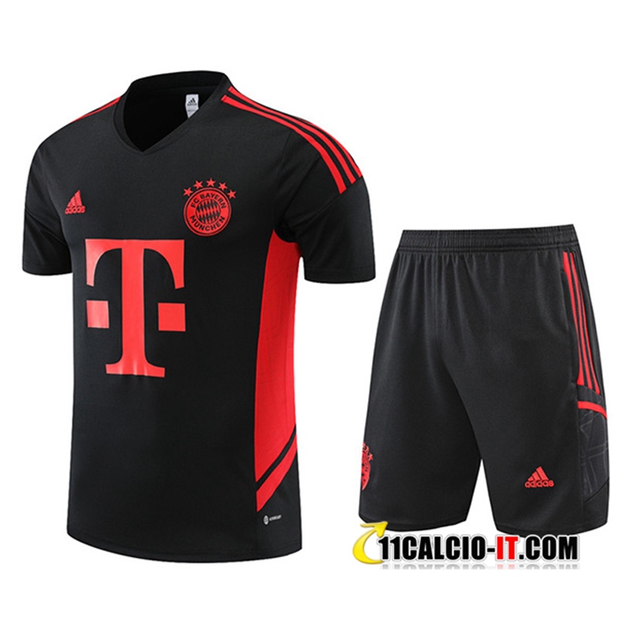 Comprare Kit Maglia Allenamento + Pantaloncini Bayern Monaco Nero 2022/2023