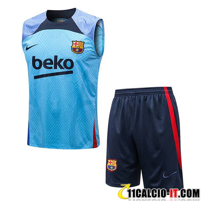 Shop Insieme Canotta Allenamento + Pantaloncini FC Barcellona Azzurro ...