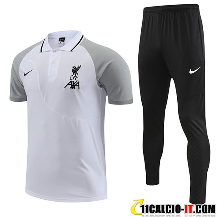 Collezione Kit Maglia Polo FC Liverpool Bianco/Grigio 2022/2023