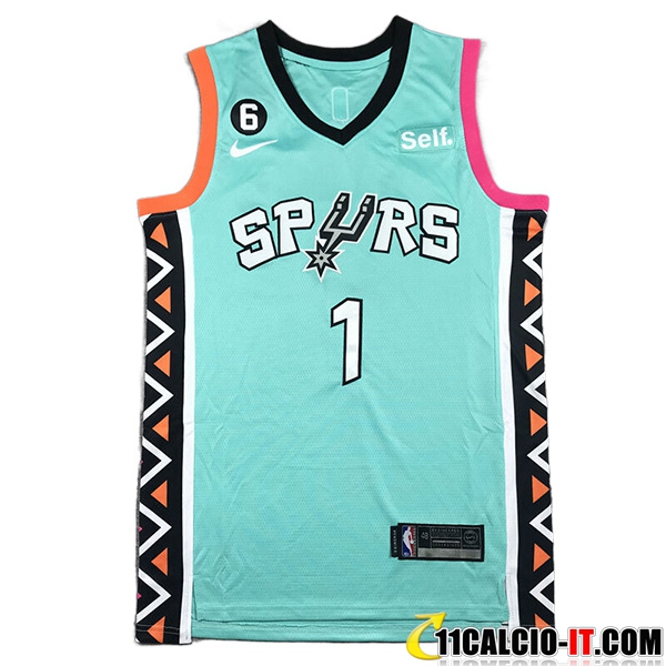 Vendita Maglia San Antonio Spurs (wembanyama #1) 2023 24 Verde