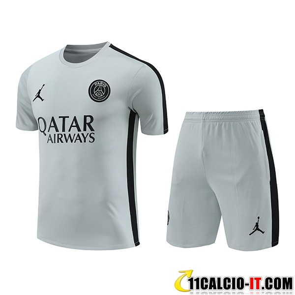 Creare Kit Maglia Allenamento + Pantaloncini PSG Grigio/Nero 2023/2024