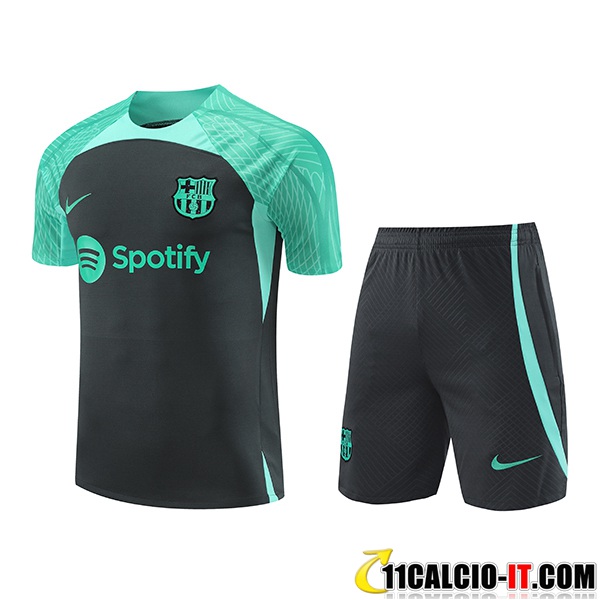 Repliche Kit Maglia Allenamento + Pantaloncini FC Barcellona Nero/Verde ...